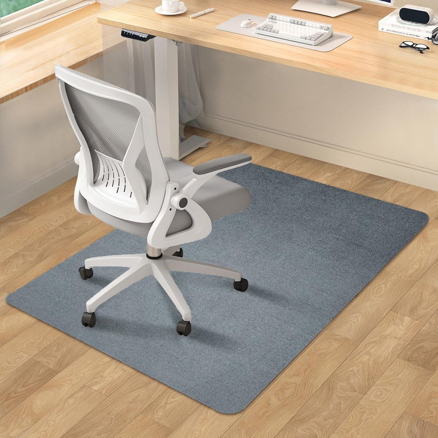Protective Dark Grey Chair Mat for Hard Floors