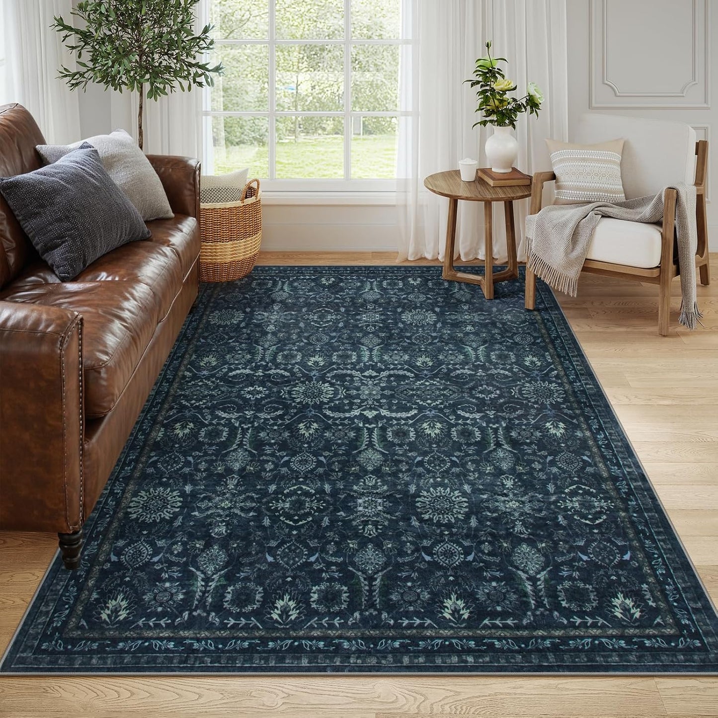 Lahome Navy Blue Boho Area Rugs 5x7 for Stylish Spaces