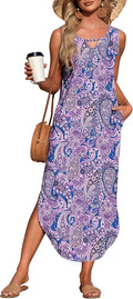 MISFAY Women's Summer Maxi Dress Sleeveless Loose Long Beach Split 10%