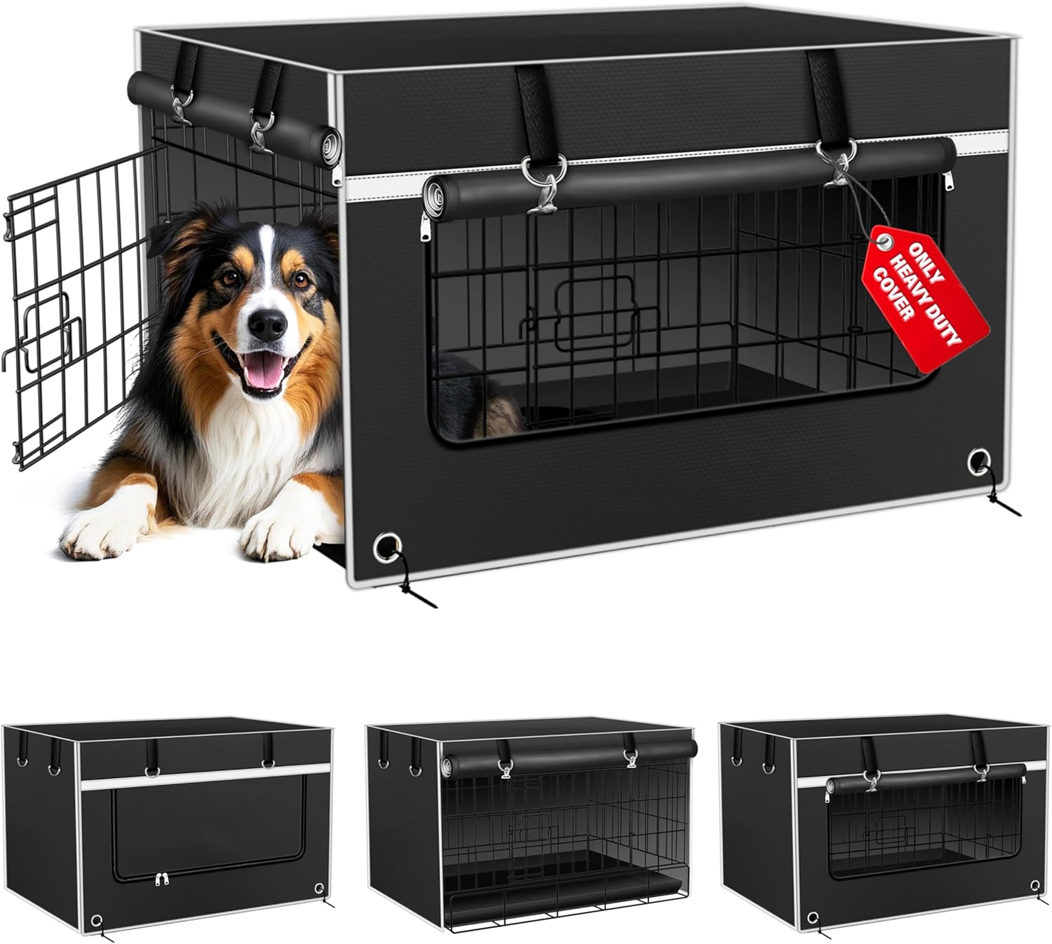 Heavy-Duty Dog Crate Cover for 42 Inch Wire Crates, Black