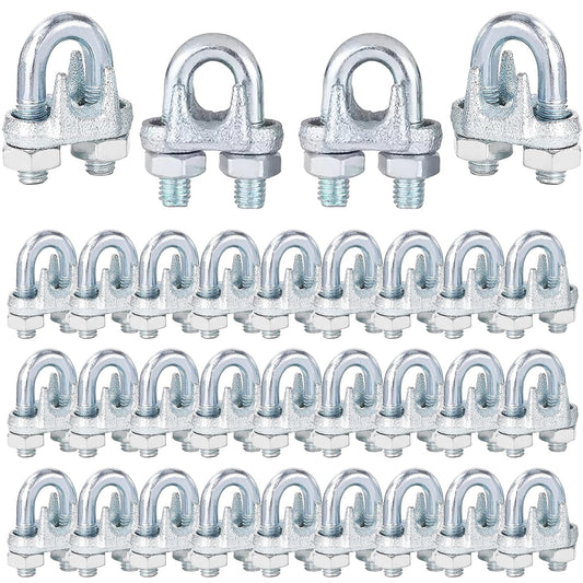 100PCS 3/8in M10 Heavy Duty Zinc-Plated Wire Rope Clamps