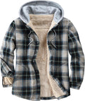 Men's Cotton Plaid Shirts Jacket with Hood - Fleece Lined Warmth