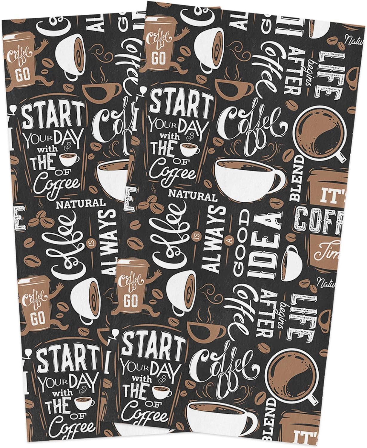 Fast Drying Coffee Theme Kitchen Towel Set