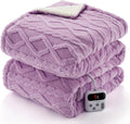 Electric Blanket Twin Size Purple Sherpa Heated Blanket - Fast Heating