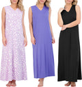 Women's Tank V-Neck Nightgowns 3 Pack - Soft Sleeveless Sleep Dresses