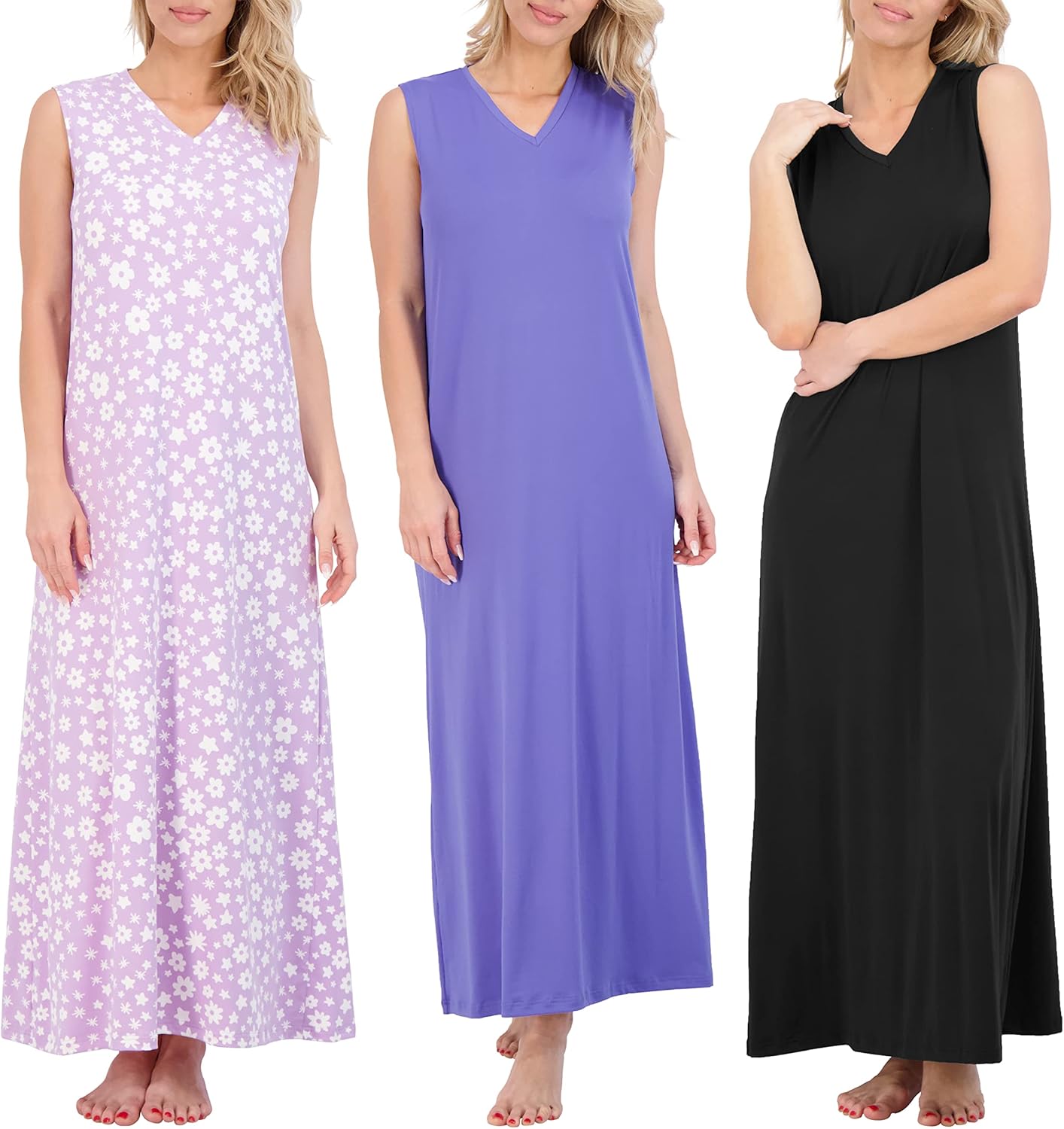 Women's Soft Tank Nightgown 3 Pack for Ultimate Comfort