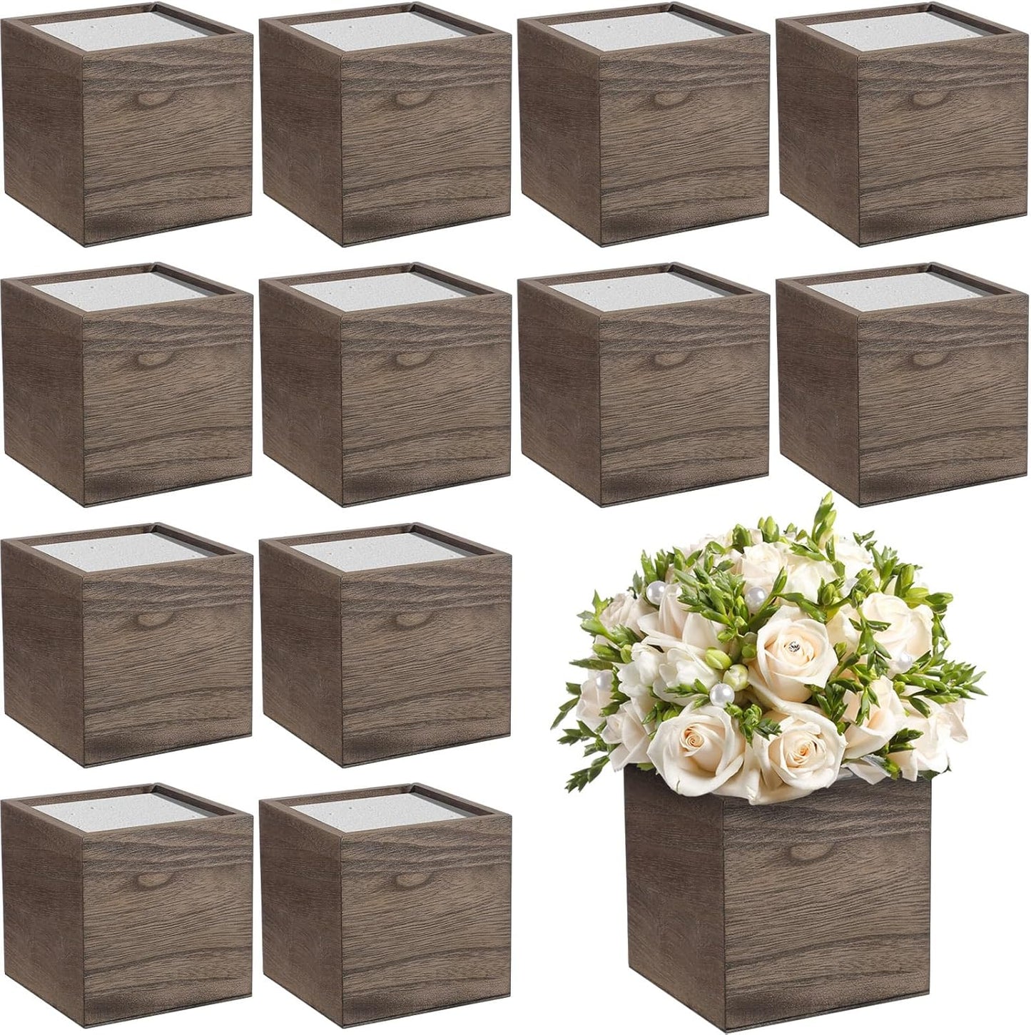 Rustic Wooden Planter Box Set for Centerpieces and Decor