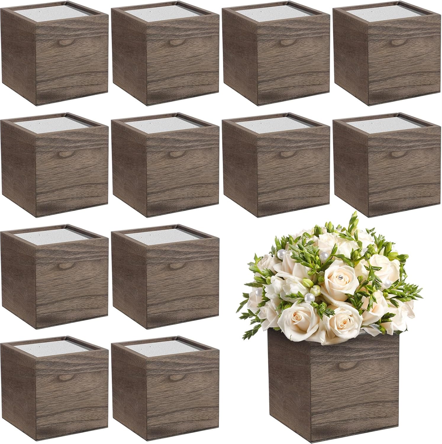 Rustic Wooden Planter Box Set for Centerpieces and Decor