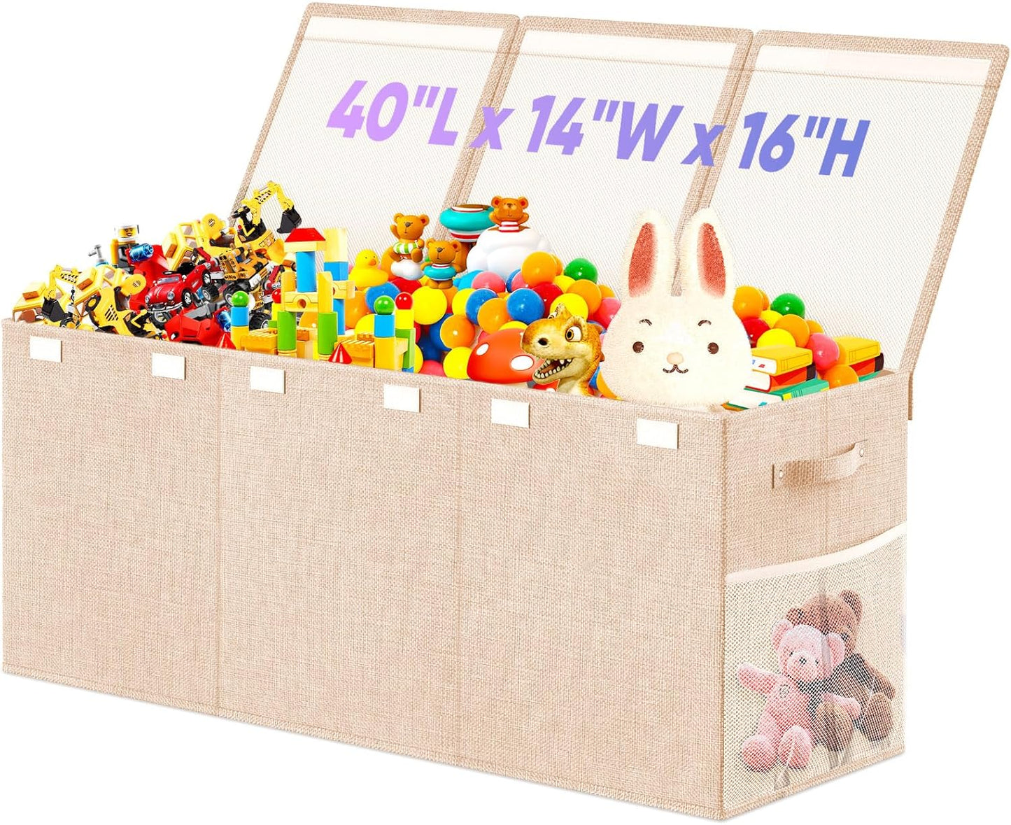 Extra Large Toy Storage Box with Lid and Divider for Kids