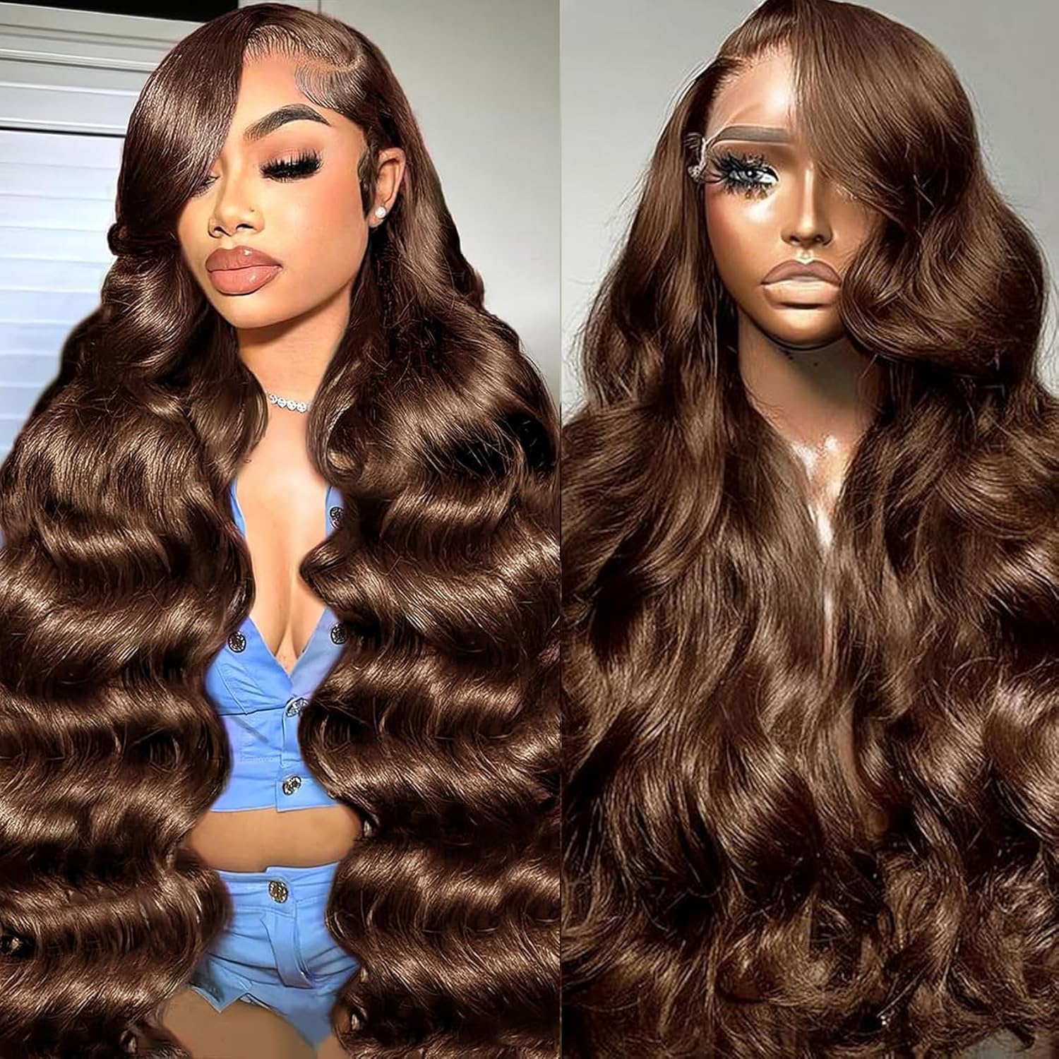 Chocolate Brown Lace Front Wig 13x6 HD Body Wave for Women