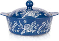 Porcelain Casserole Dish With Lid - Rose Pattern Ceramic Baker