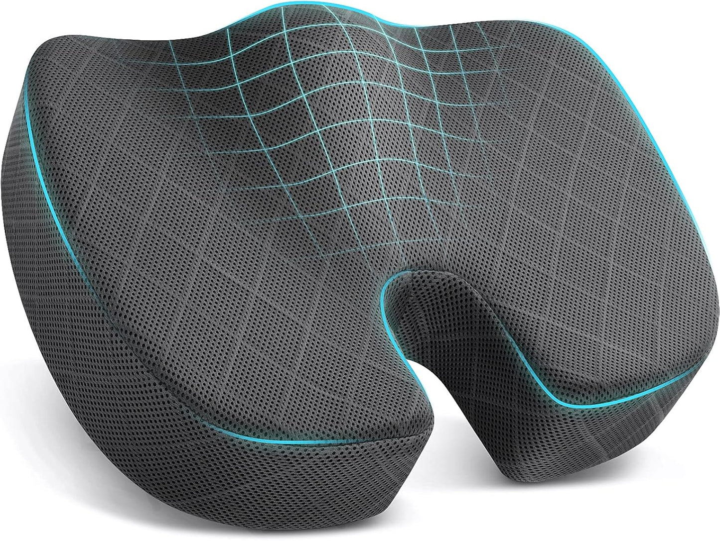 Memory Foam TushGuard Seat Cushion - Pain Relief for Long Sitting