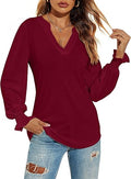 Romanstii Women's V-Neck Puff Sleeve Tunic Blouse - Casual Comfort