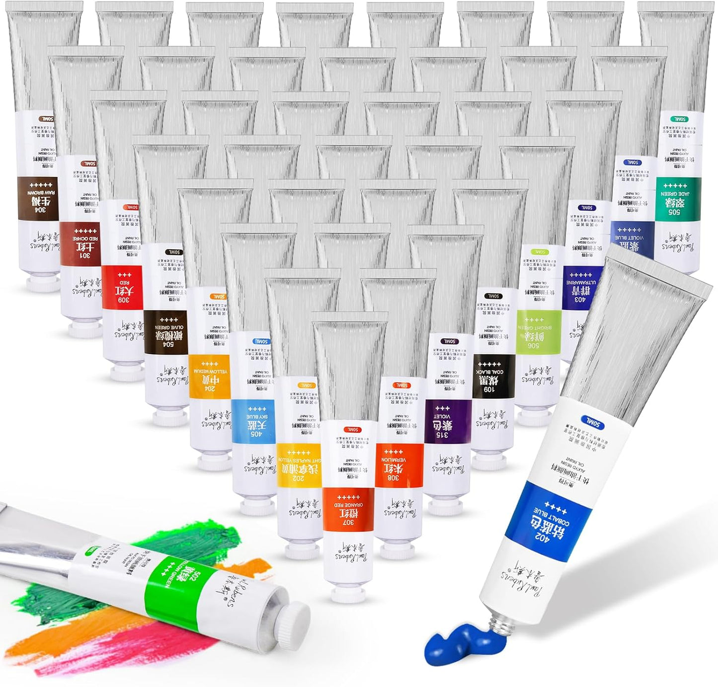 Paul Rubens Oil Paint Set with 38 Bright Colors for Artists