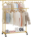Calmootey Double Rod Clothing Garment Rack for Organized Spaces