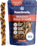 Pawstruck Natural Braided Bully Sticks 25 Count - Tough Long-Lasting