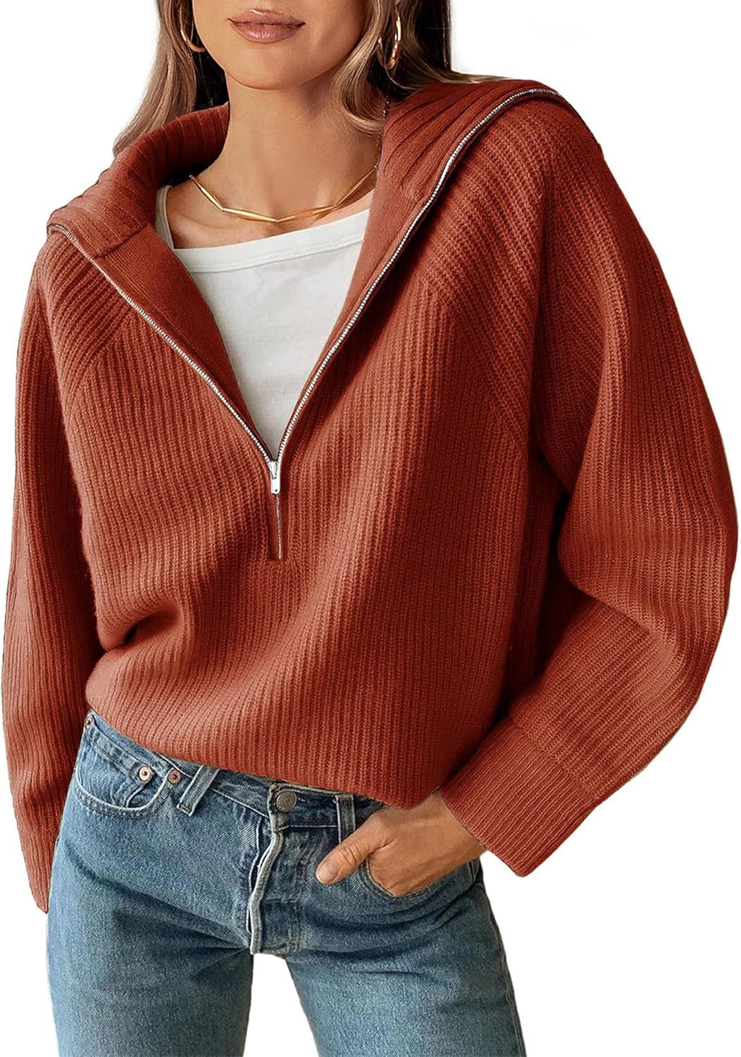 Stylish Quarter Zip Pullover Sweater for Women in 2025