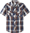 Short Sleeve Plaid Pearl Snap Shirt for Men - Casual Cowboy Workwear