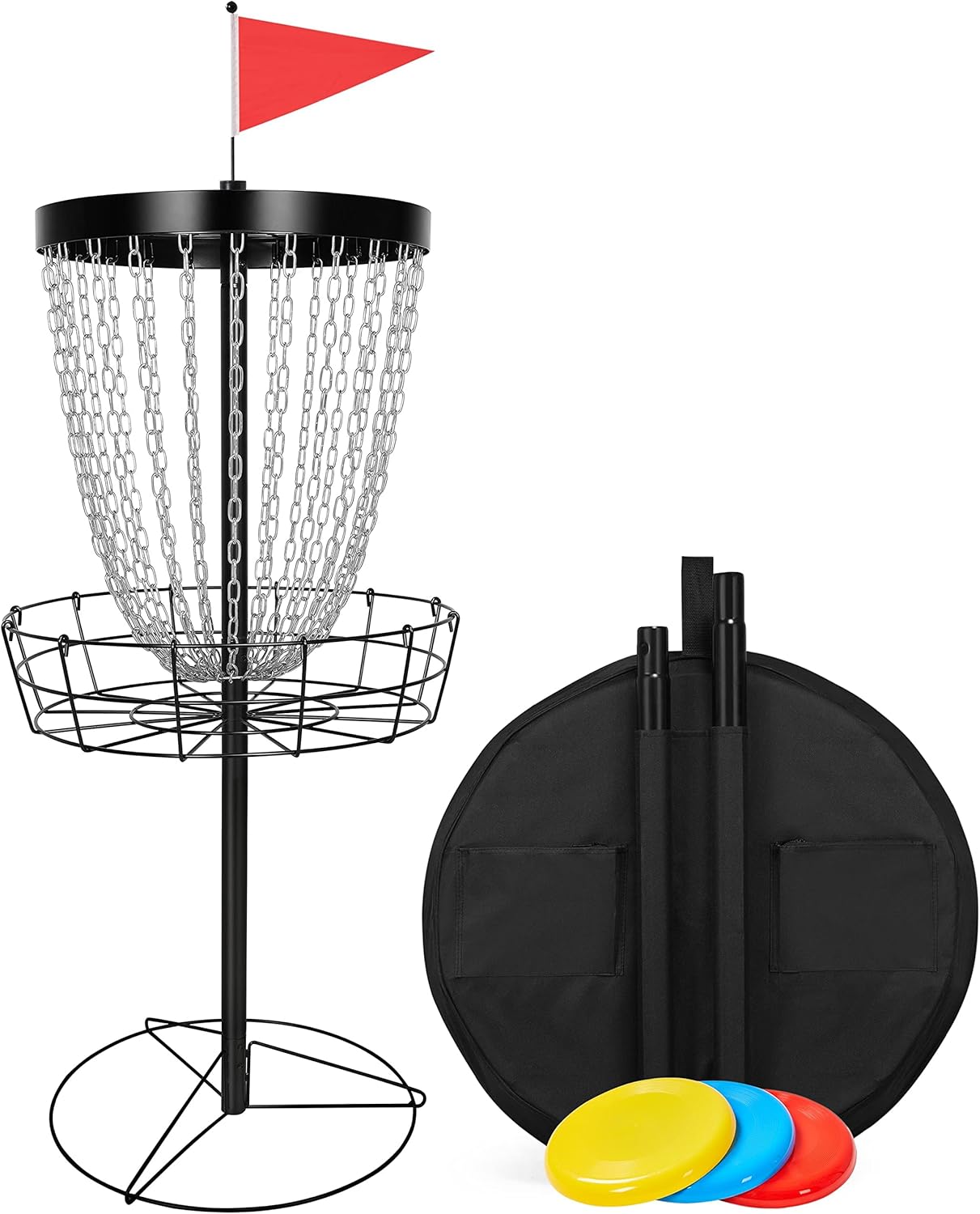 Portable Disc Golf Basket Set with 3 Discs