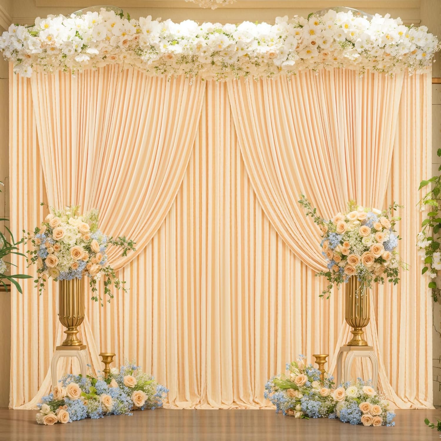 20x10 Dark Champagne Backdrop Curtain for Weddings and Parties