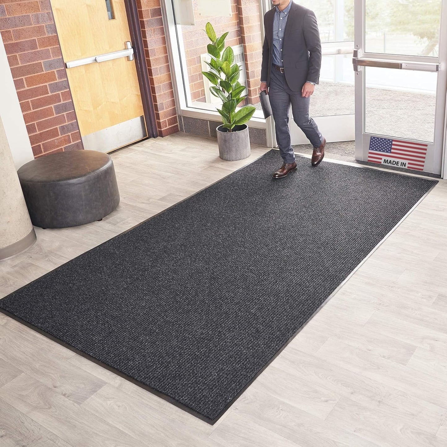 Brush Dry Mat for Indoor/Outdoor Entryways - Heavy-Duty Rug