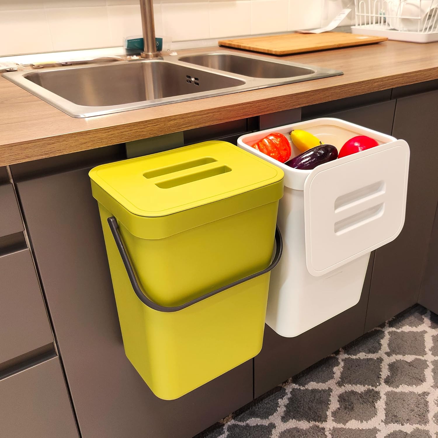 stonespace Small Trash Can with Lid for Indoor Composting