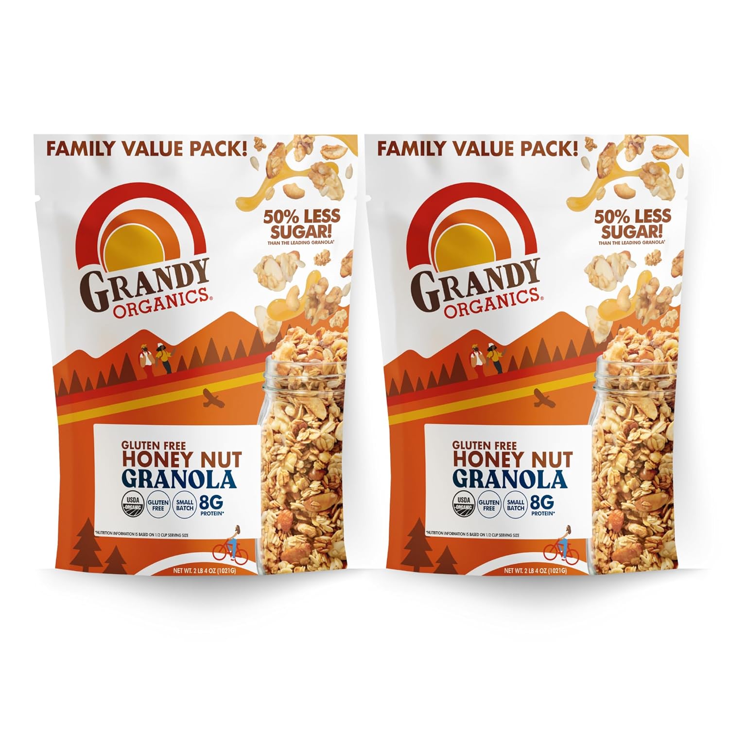 Grandy Organics Honey Nut Gluten Free Granola - Lower Sugar Snack