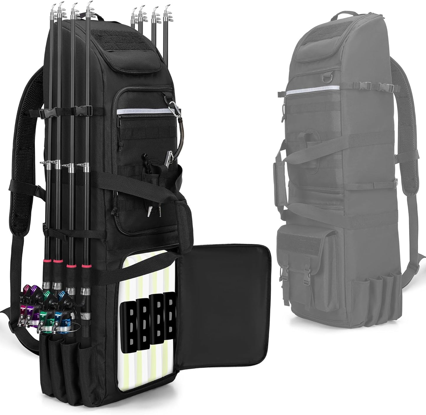Rexmica Fishing Rods Backpack: Holds 8 Rods & Gear