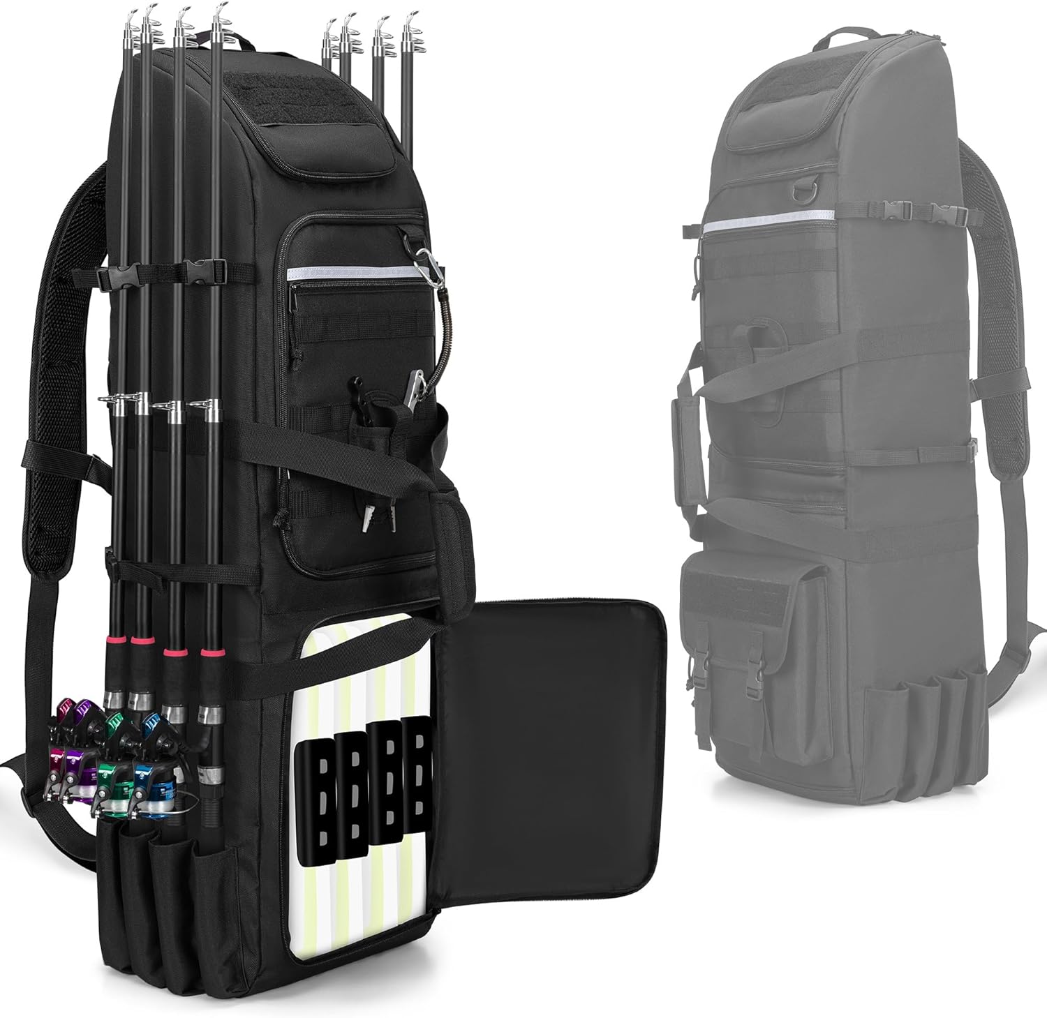 Rexmica Fishing Rods Backpack: Holds 8 Rods & Gear