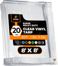 8ft x 8ft Clear Vinyl Tarp - Heavy Duty Waterproof PVC Tarpaulin