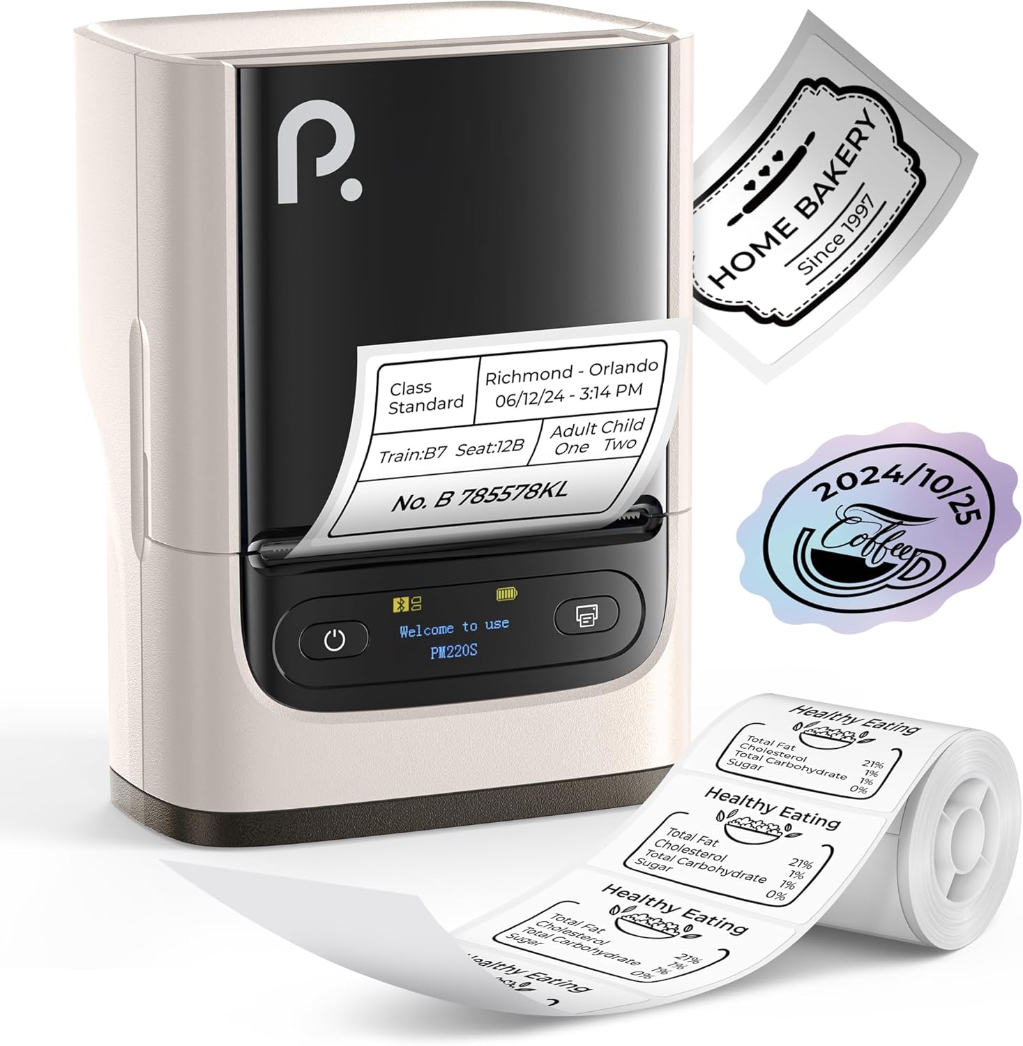 PM220S Bluetooth Label Maker - Portable Thermal Printer for Business