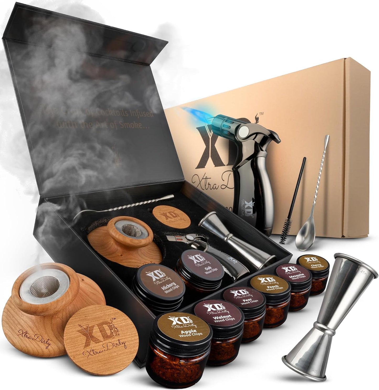 Xtra Dirty Whiskey Smoker Kit - 4 Jet Torch - Bourbon Gift