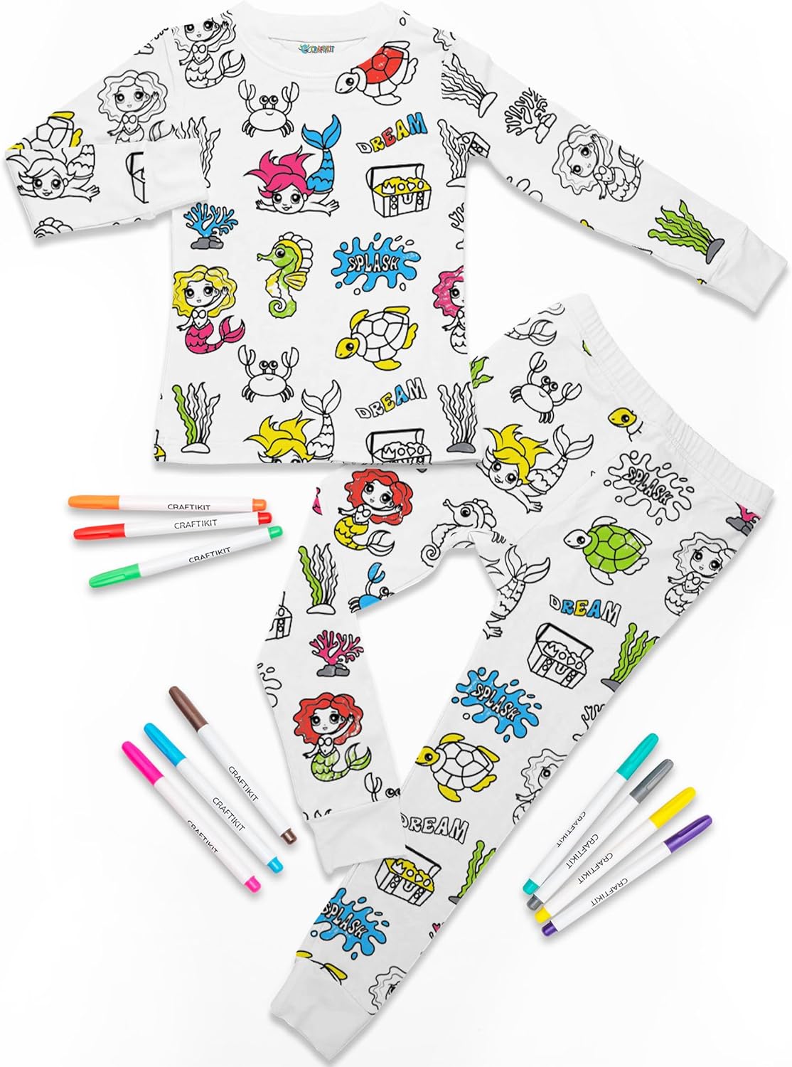 Craftikit Kids Coloring Pajamas - Soft Bamboo Viscose PJs Set