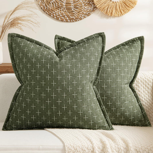 MIULEE Decorative Burlap Linen Throw Pillow Covers for Home