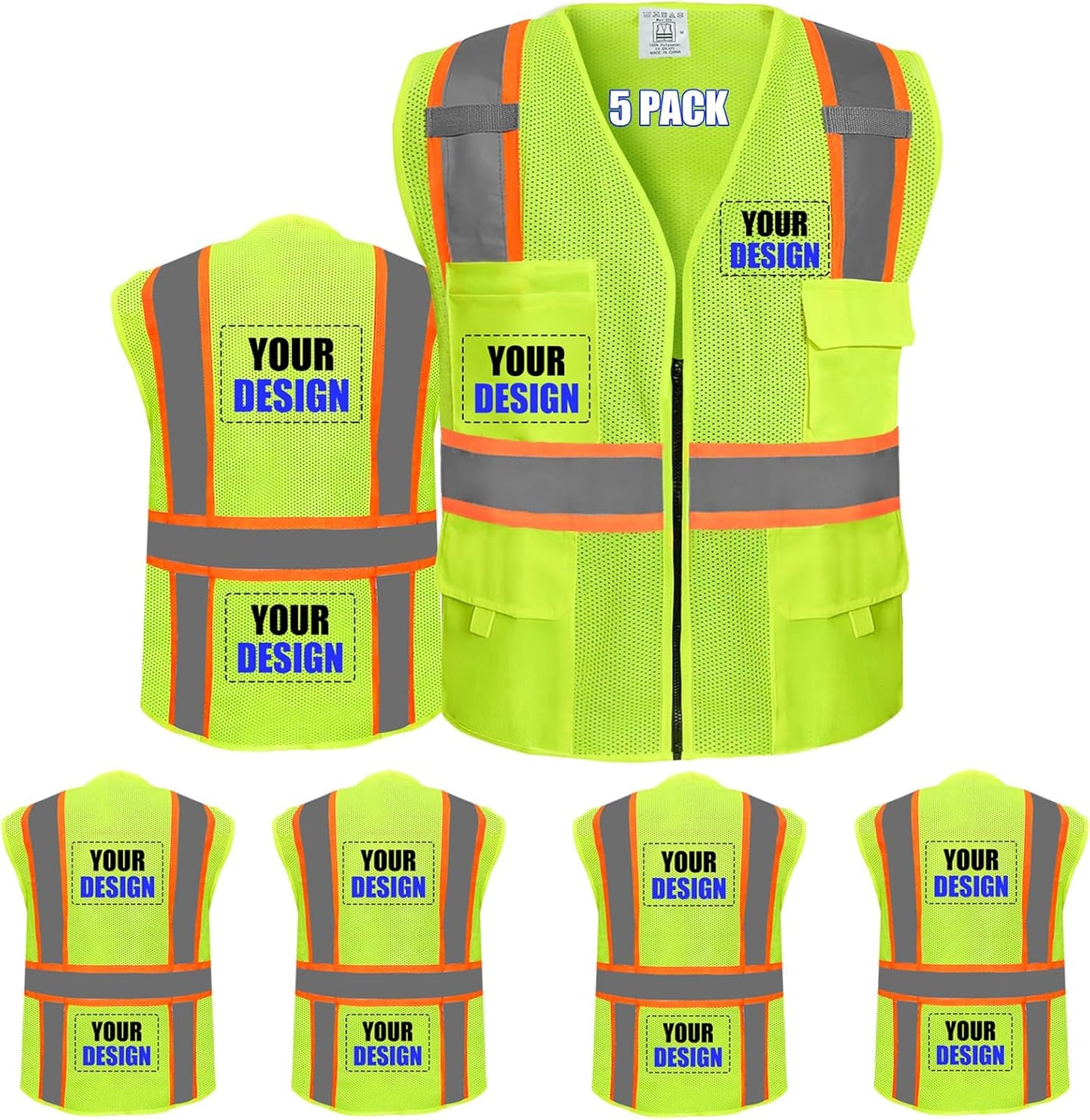 Custom Safety Vest with Logo High Visibility Reflective Design