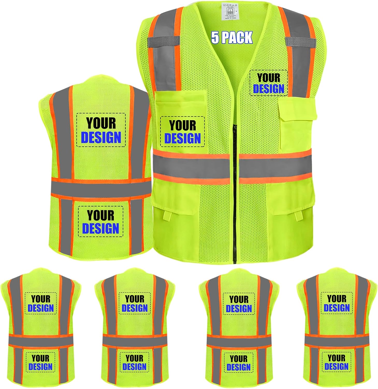 Custom Safety Vest with Logo High Visibility Reflective Design