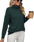 Women Turtleneck Chunky Oversized Ribbed Knit Tunic Sweater - Cozy