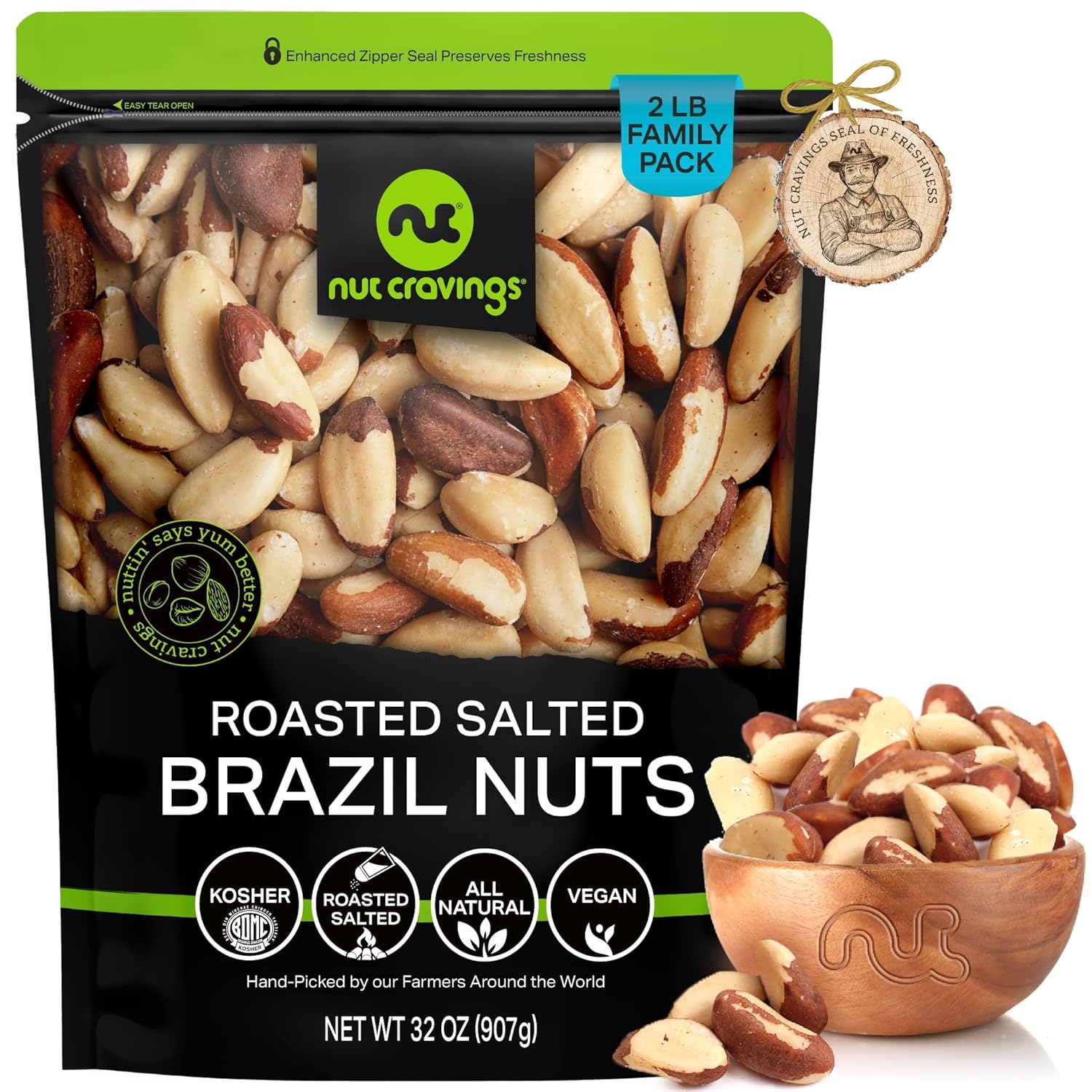 Roasted Brazil Nuts - Healthy Snack in Resealable Bag
