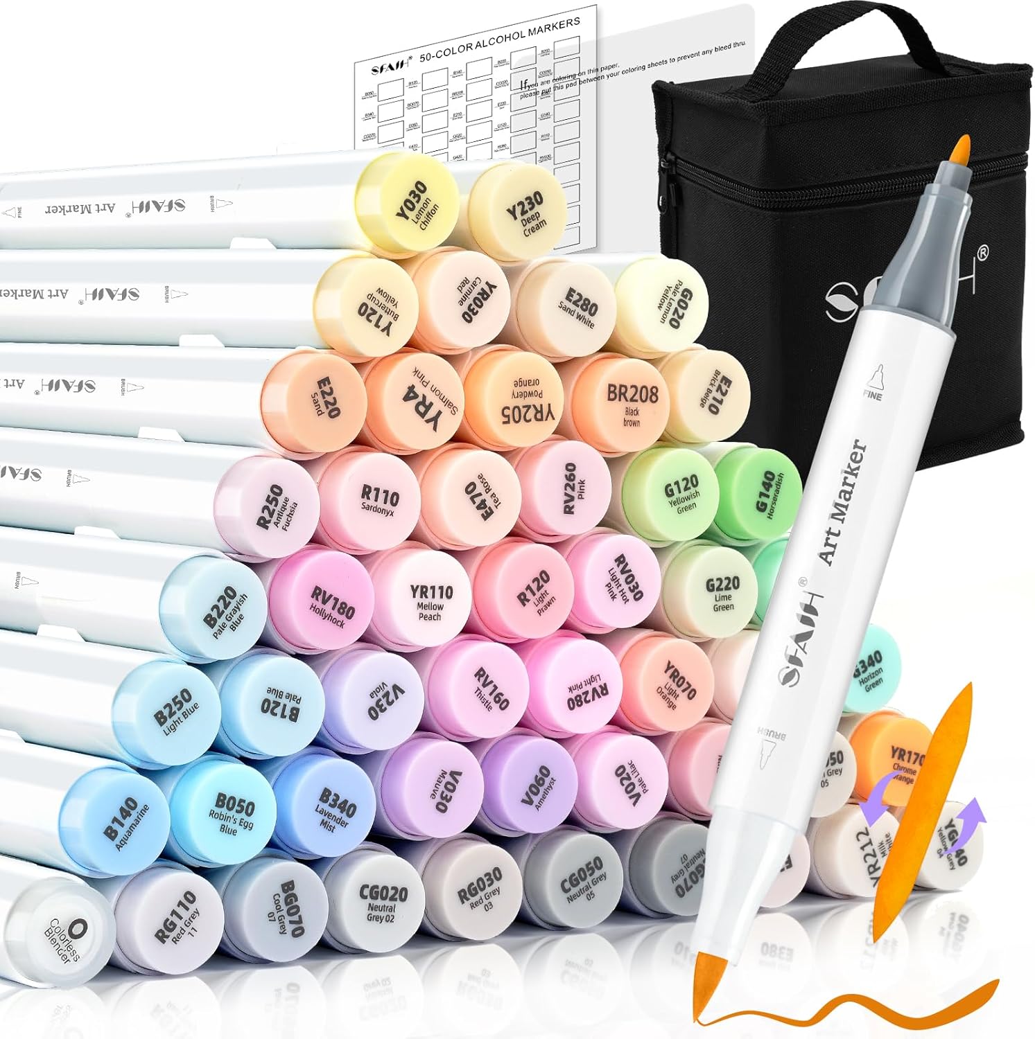 51 Pastel Alcohol Markers Brush Tip for Vibrant Art Creations