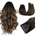 MAXITA Human Hair Clip in Extensions 20 in - Balayage Dark Brown