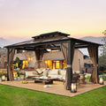 YOLENY 10 ft x 13 ft Hardtop Gazebo - Double Roof Sunshade