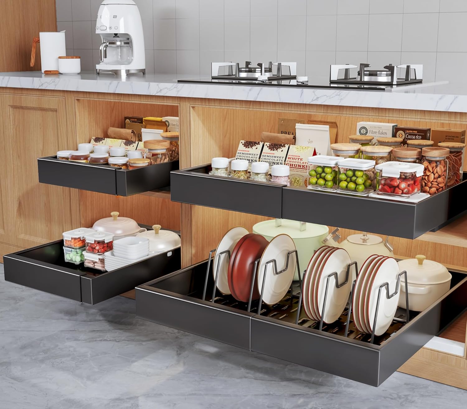 Expandable Pull Out Cabinet Organizer for Framed Cabinets