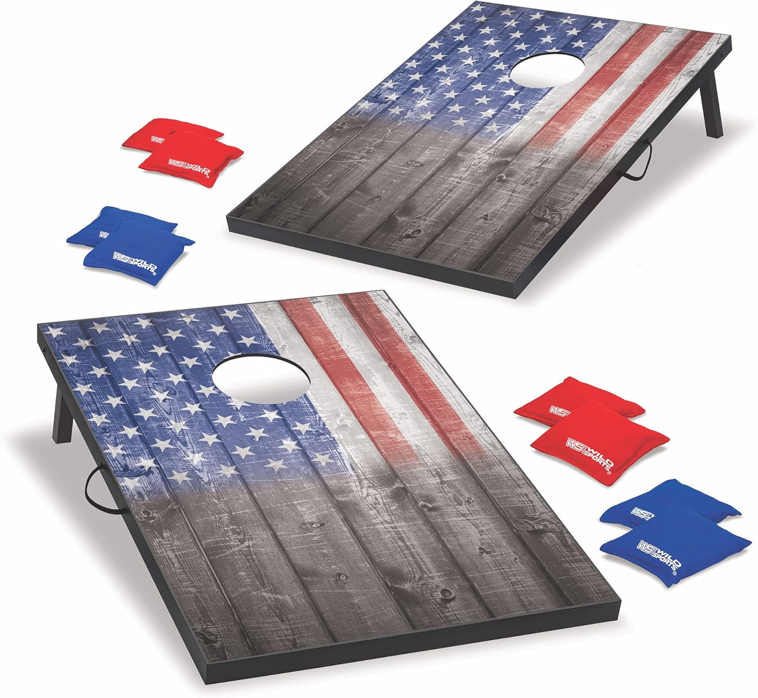Wild Sports Cornhole Outdoor Game Set with USA Flag Design