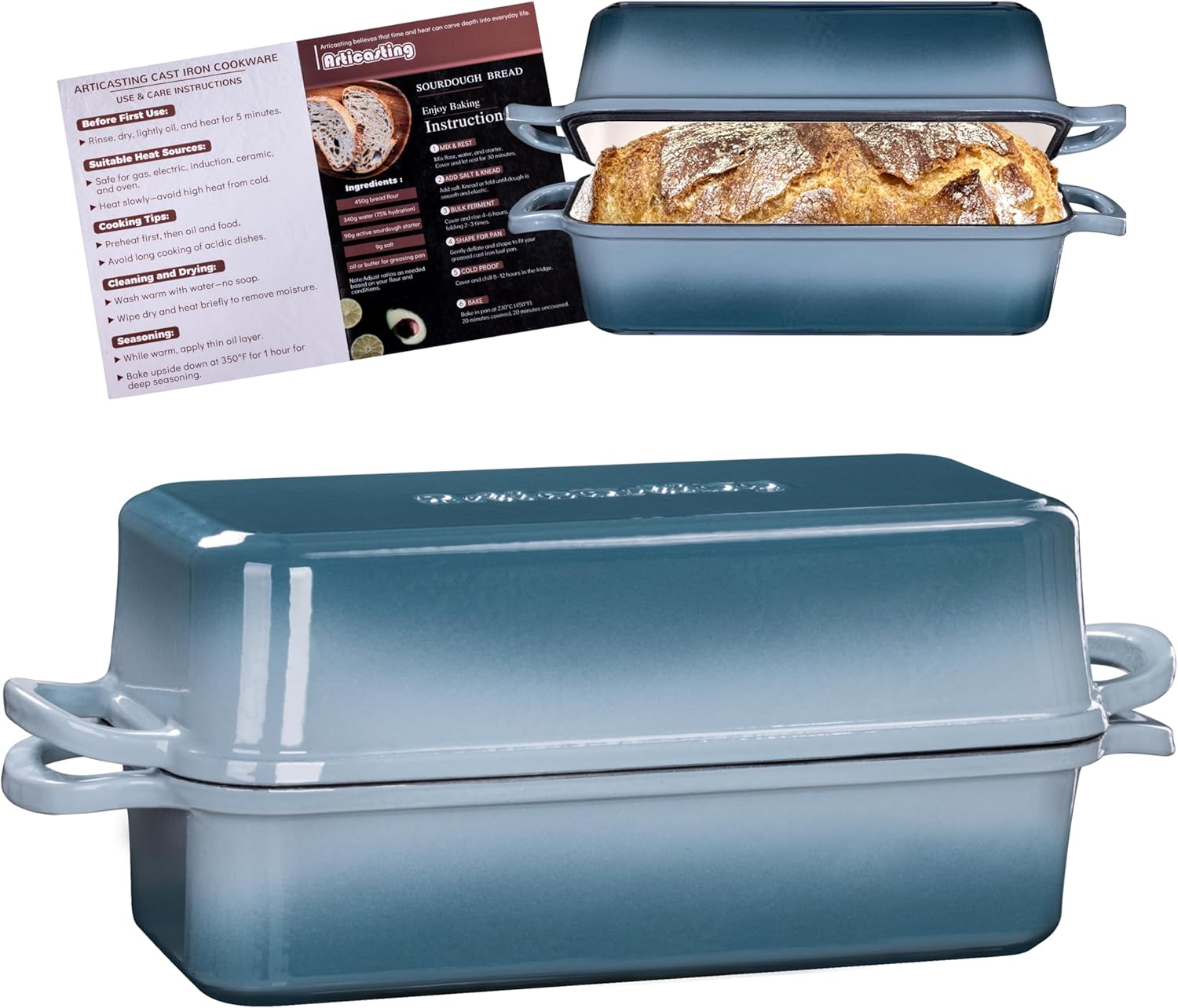 11x5 Inch Cast Iron Bread Loaf Pan For Perfect Sourdough Baking