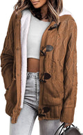 Sidefeel Women's Fleece Lined Hooded Cardigan Sweater - Cozy Zip