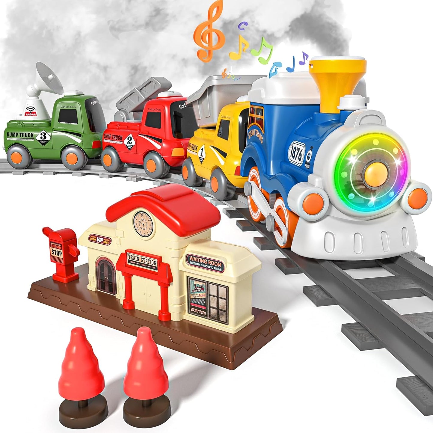 Exciting Train Set for Toddlers with Steam, Music & Lights