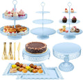Blue Cake Stand Dessert Table Display Set - Elegant Tiered Server