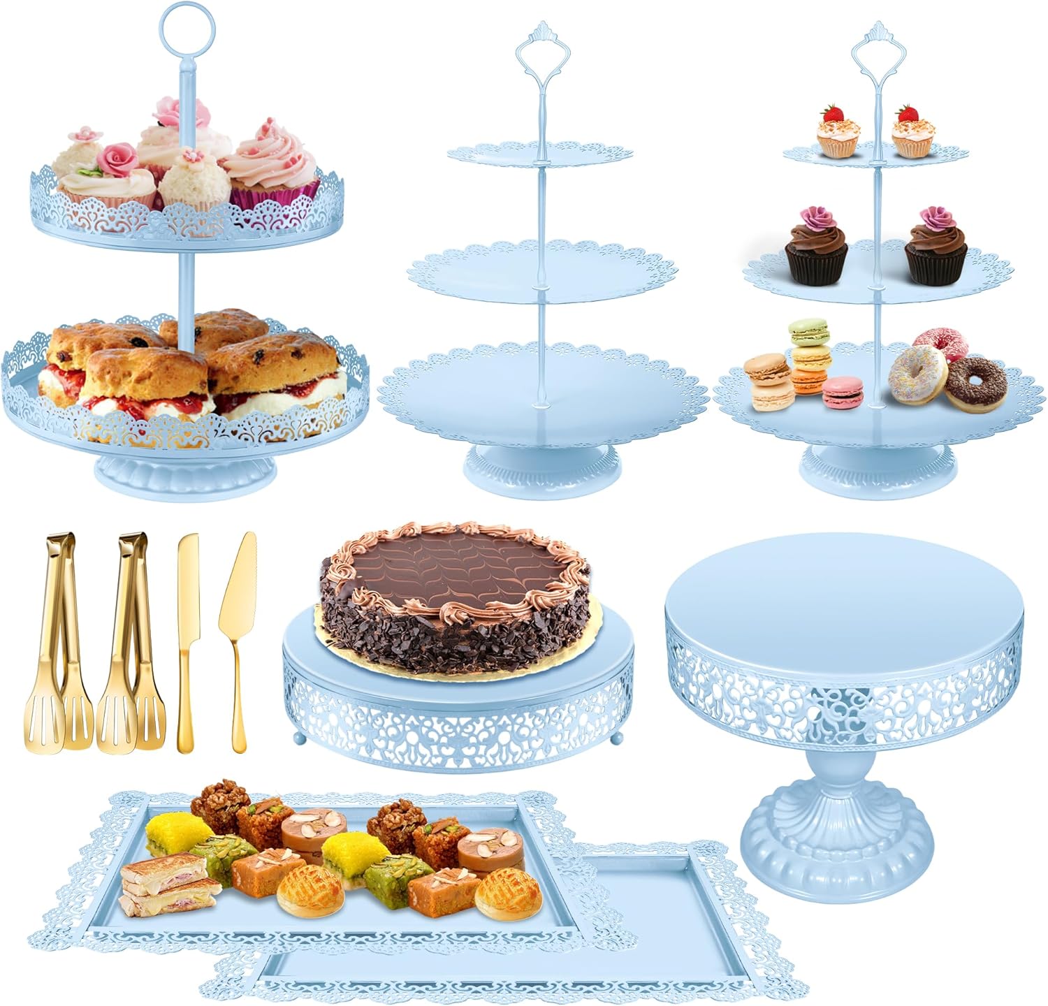 Blue Cake Stand Dessert Table Display Set for Elegant Events