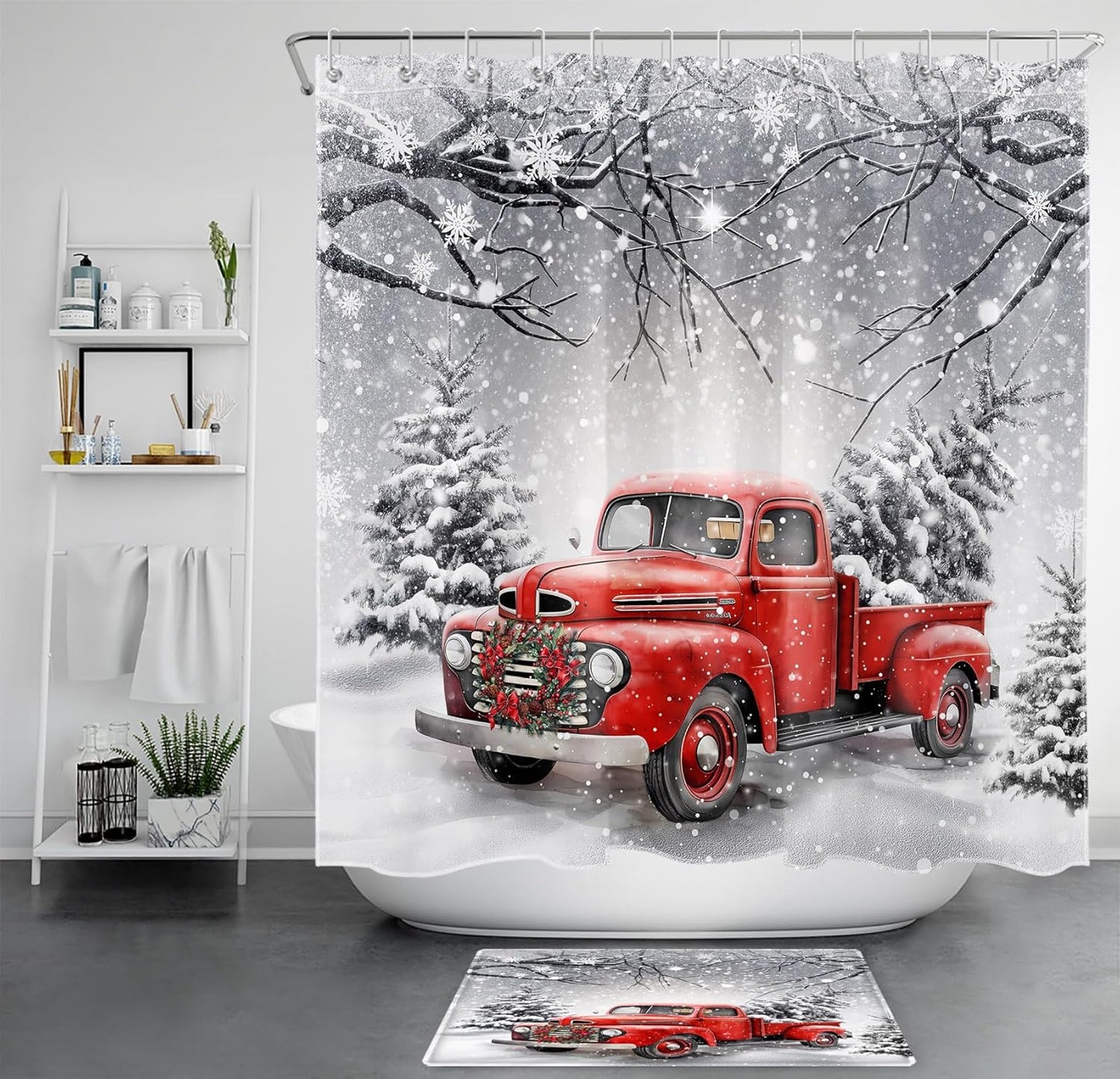 Retro Truck Christmas Shower Set