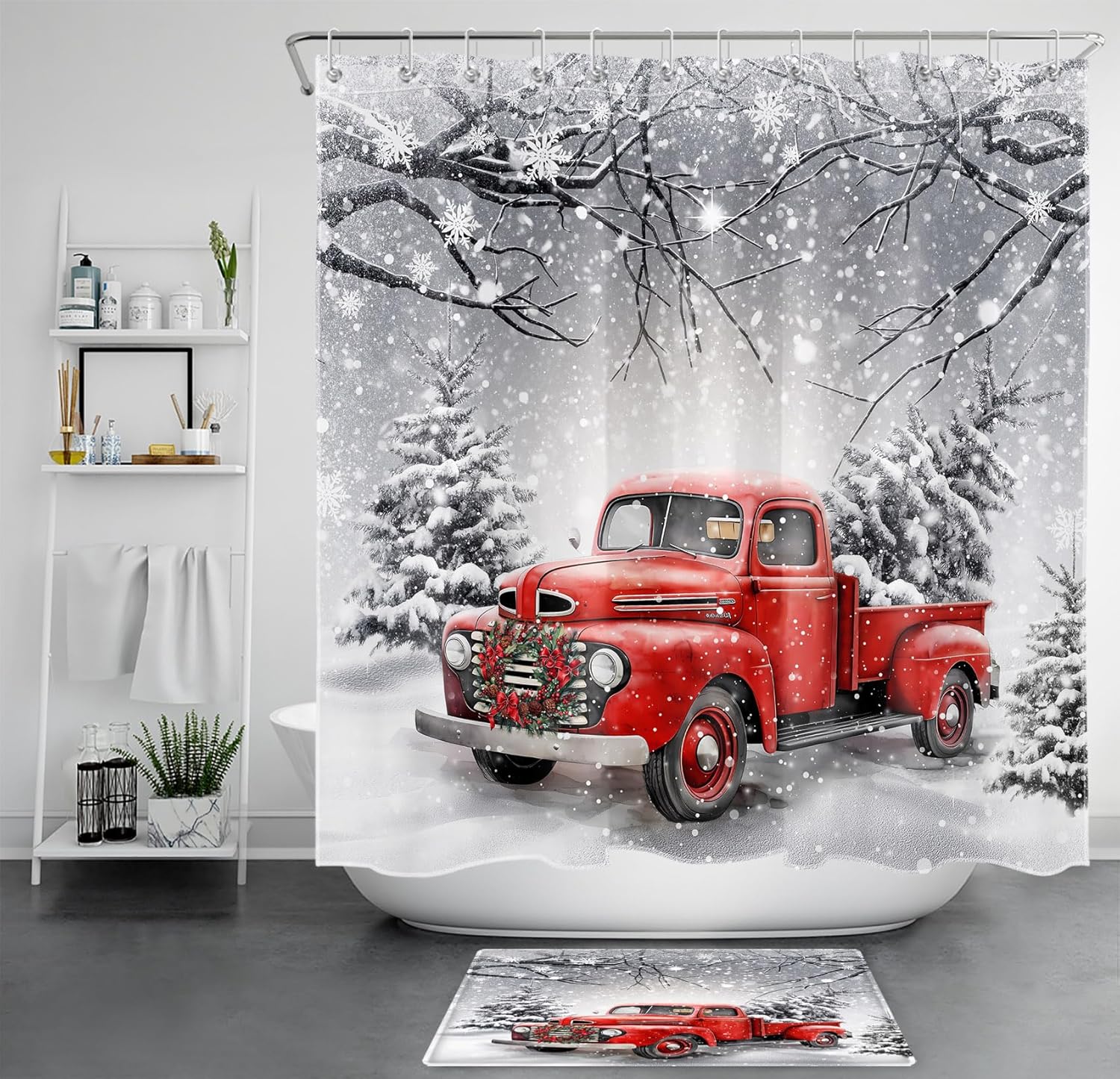 Retro Truck Christmas Shower Set